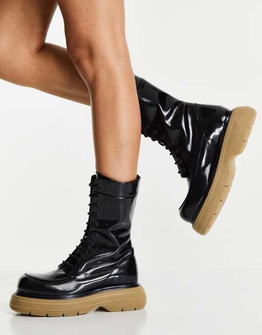 Asos design anarchy clearance leather lace up boots