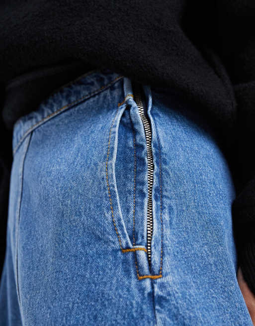 ASOS DESIGN - Aline - Jupe en jean évasé avec surpiqûres à l'avant - Indigo, 5 de 5