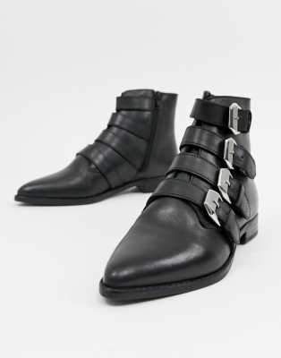 asos black buckle boots