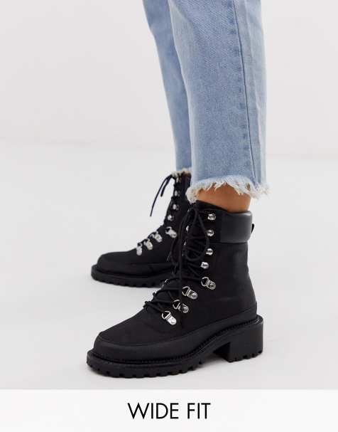 ASOS DESIGN - Alix - Bottes de randonnée pointure large - Noir