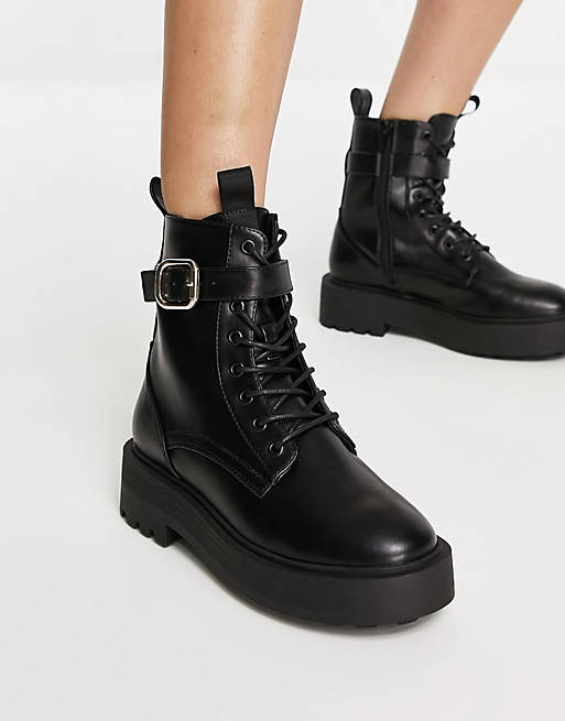ASOS DESIGN Alix chunky lace up ankle boots in black ASOS