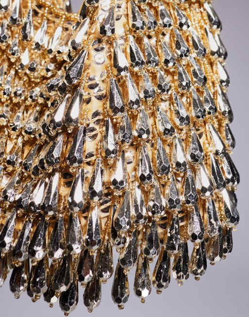 ASOS DESIGN all over beaded grab bag in gold, 3 of 4