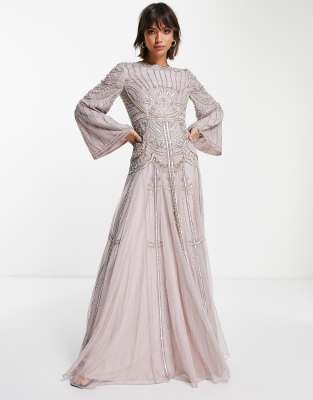 Embellished maxi dress outlet with sleeves