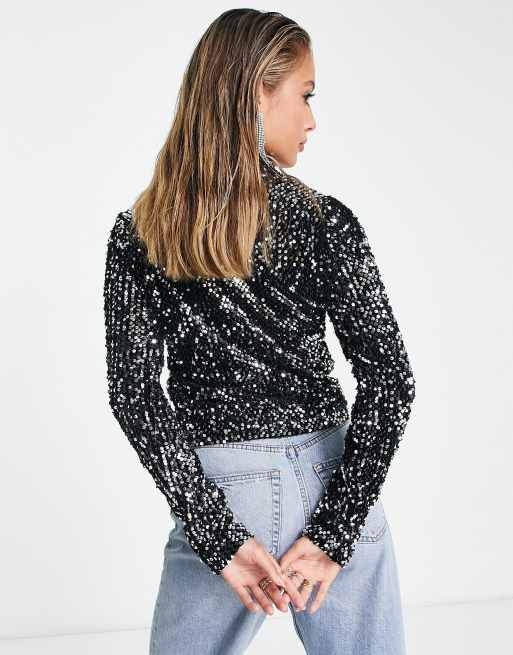 Asos black best sale sequin top