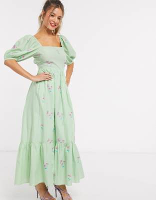 asos design green dress