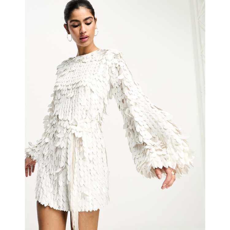 Asos white beaded dress sale