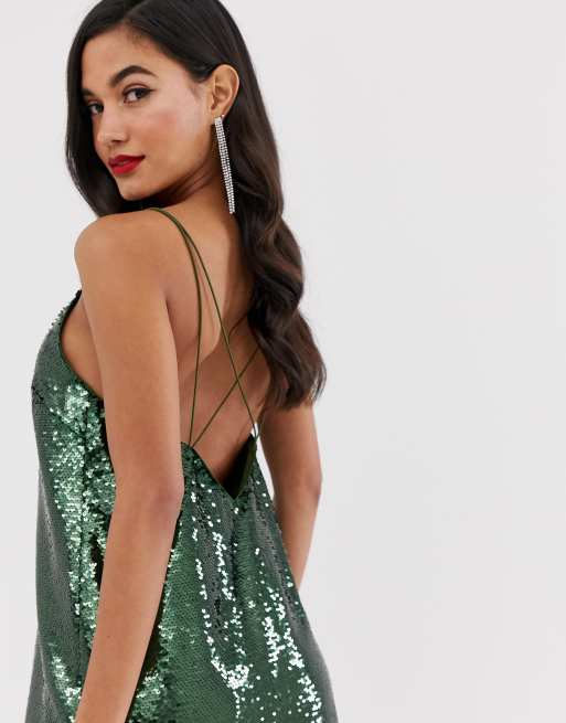 asos sequin cami mini dress ASOS DESIGN embellished sheer scattered sequin cami mini dress in pale blue