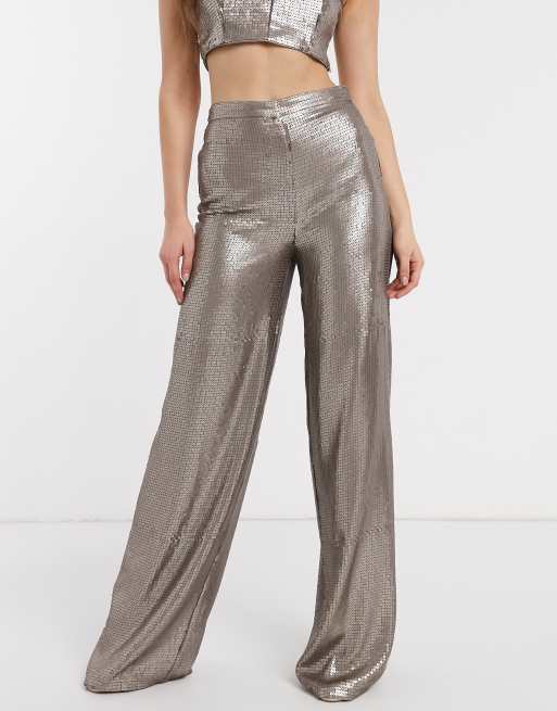 ASOS DESIGN all over sequin wide leg pants two-piece | ASOS