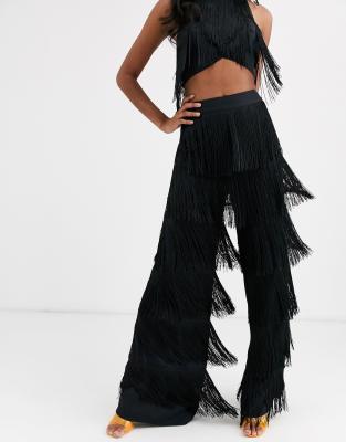 Fringe Layered Bra Top and Pants Set