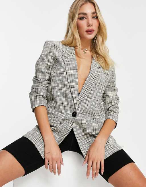 check shirt with check blazer