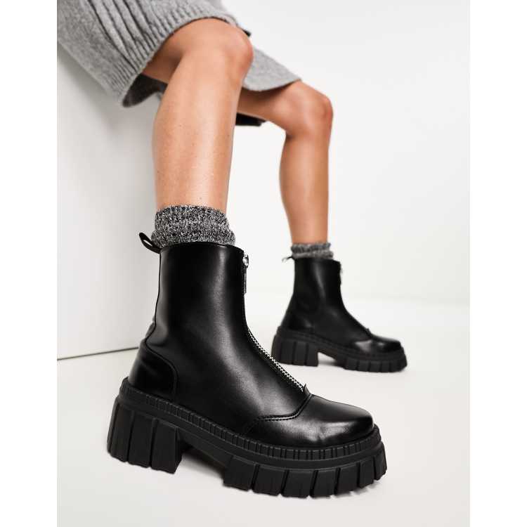 Bottines noir zip devant online