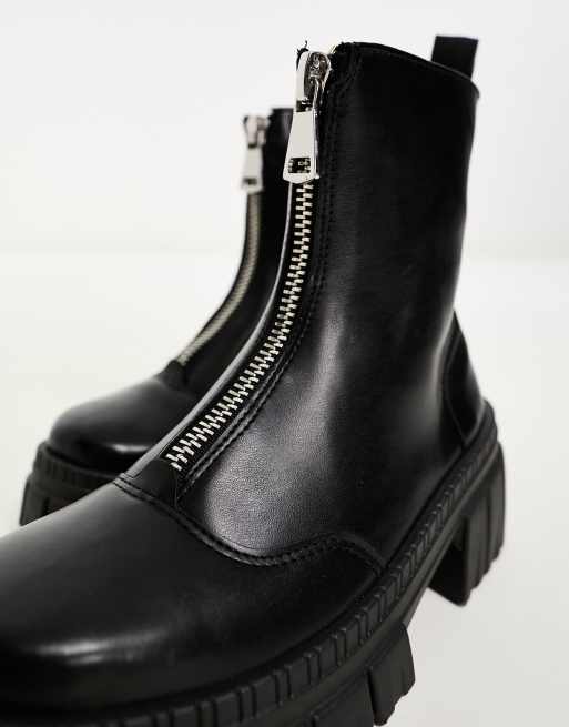 ASOS DESIGN – Alliance – Stiefel in Schwarz mit Reißverschluss vorne und dicker Sohle, 2 von 4