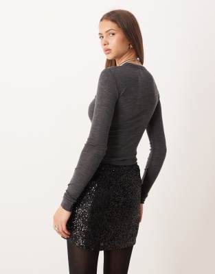 Asos Design Allover Sequin Mini Skirt In Black