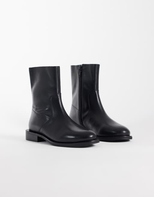 ASOS DESIGN Alma leren nette enkellaarzen in zwart, 2 van 4