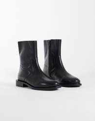 ASOS DESIGN Alma real leather smart flat ankle boots in black