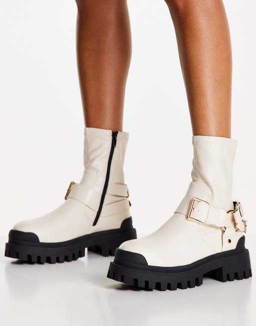 ASOS Almighty harness boots in off-white | ASOS