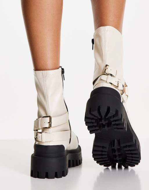 ASOS Almighty harness boots in off-white | ASOS