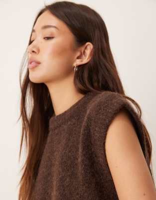 Asos Design Alpaca Knit Tank Top In Brown