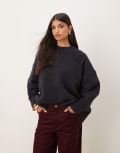 [ASOS DESIGN] ASOS DESIGN alpaca oversized crew neck jumper in slate navy S Navy