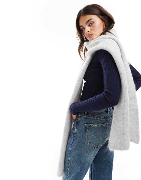 ASOS DESIGN alpaca scarf in light gray - view 1