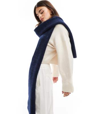 Asos Design Alpaca Scarf In Navy
