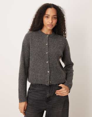 Asos Design Alpaca Waisted Cardigan In Gray