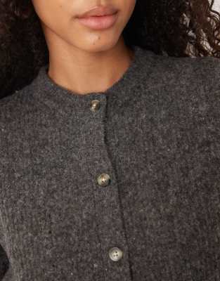 Asos Design Alpaca Waisted Cardigan In Gray