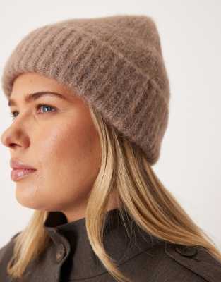 Asos Design Alpaca Wool Blend Beanie In Brown