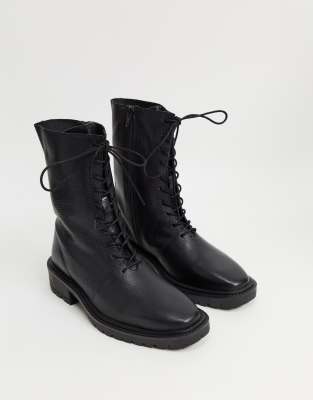asos design anarchy leather lace up boots