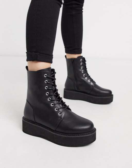 ASOS DESIGN Alva chunky lace up ankle boots in black