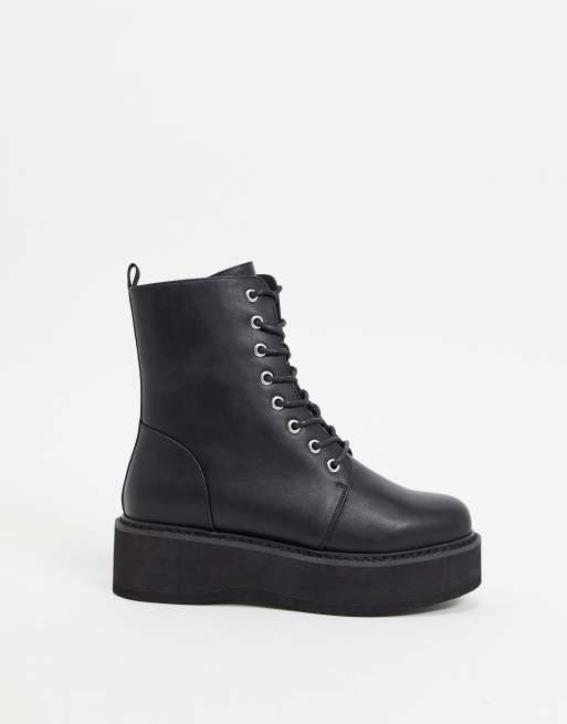 Asos design alva chunky lace up ankle boots sales in black