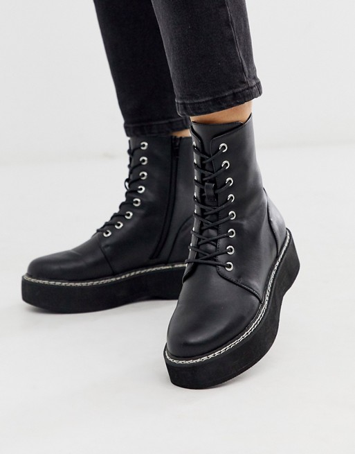 ASOS DESIGN Alva chunky lace up boots in black | ASOS