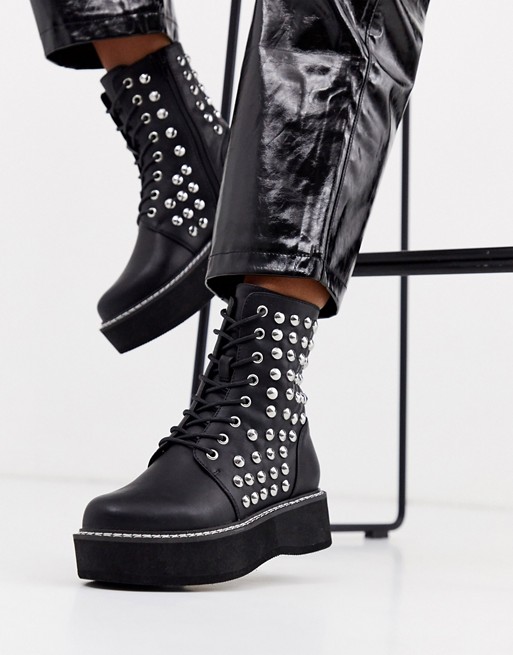 ASOS DESIGN Alva chunky lace up boots with studs