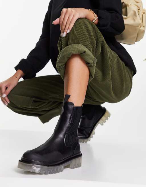 knijpen langzaam metaal ASOS DESIGN Always clear sole Chelsea boots in black | ASOS