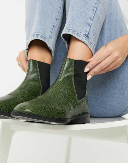 bottines cuir vert