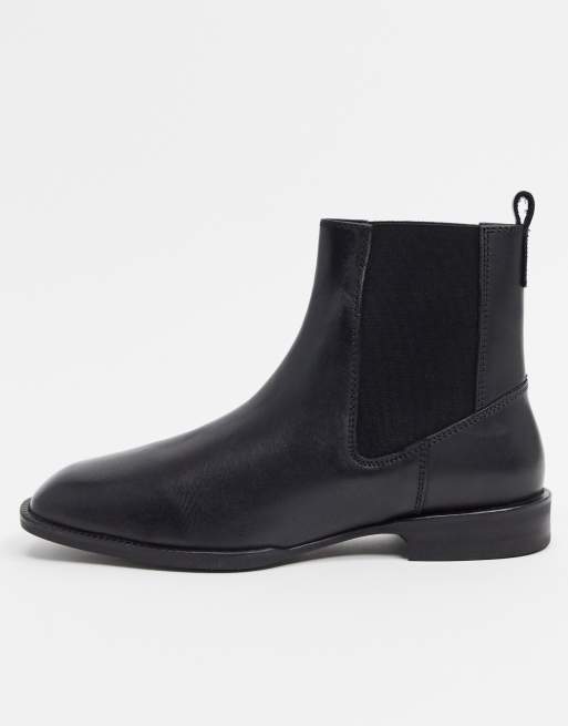 asos design alyssa leather chelsea boots in black