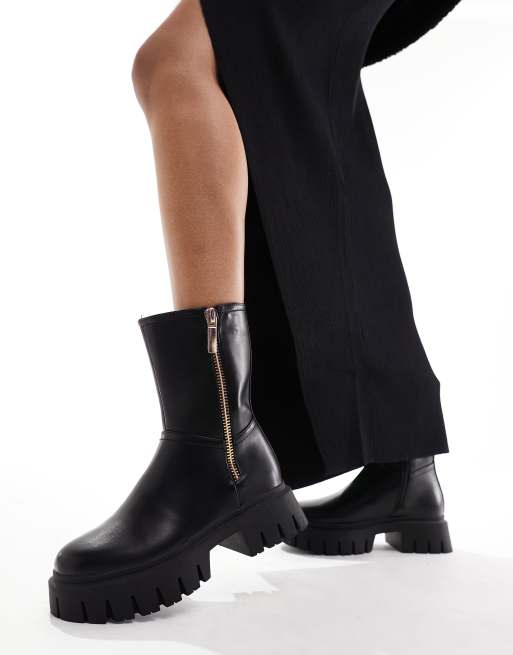 Zip shop biker boots