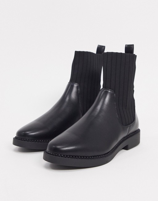 ASOS DESIGN Amanda chunky sock boots in black