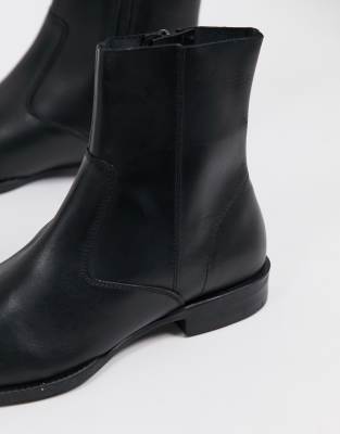 black leather sock boots