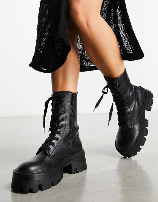 ASOS DESIGN Amaze Bottines lacets avec semelle paisse Noir