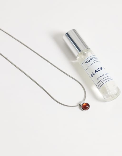 ASOS DESIGN amber stone pendant necklace in silver, 2 of 4