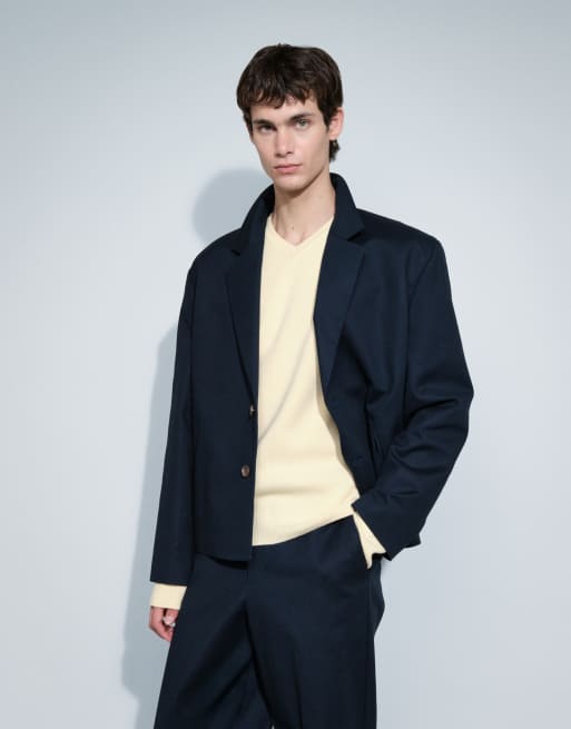 ASOS DESIGN - americana de traje boxy en sarga azul marino, 2 de 6