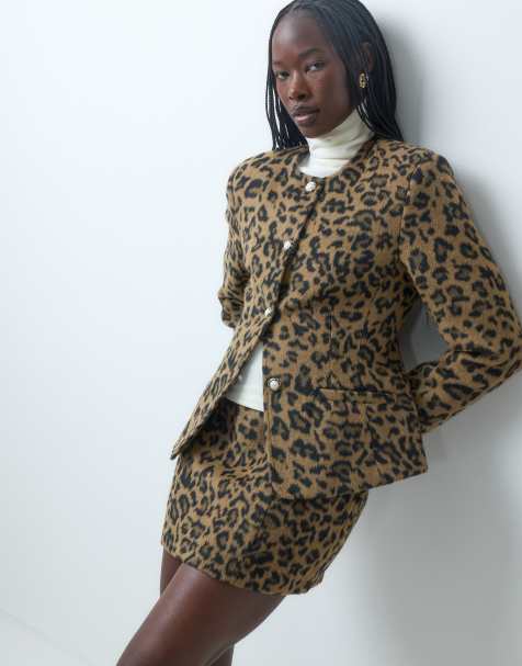 ASOS DESIGN americana de traje con botones llamativos y estampado de leopardo texturizado - view 1