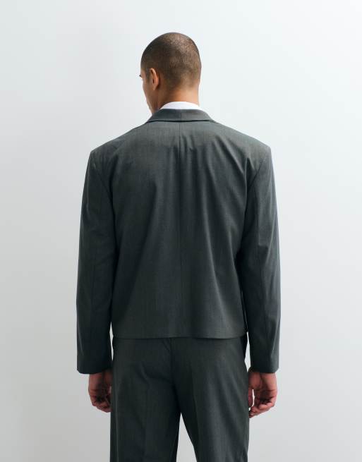 ASOS DESIGN - americana de traje cruzada, recta y con solapa chal en espiga verde, 2 de 5