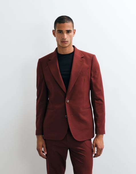 ASOS DESIGN - americana de traje entallada en burdeos - view 1