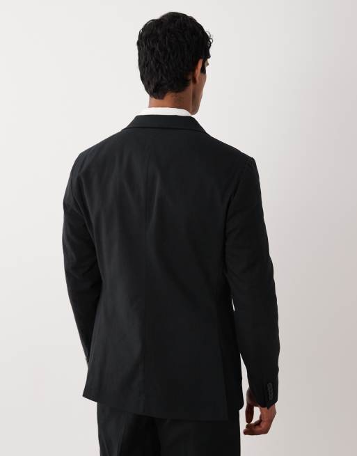 ASOS DESIGN - Americana de traje negra de corte slim con textura flameada, 5 de 5