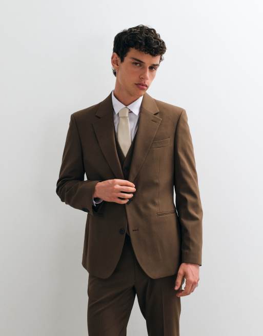 ASOS DESIGN - americana de traje slim en marrón medio, 2 de 5