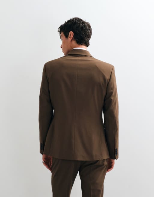 ASOS DESIGN - americana de traje slim en marrón medio, 4 de 5