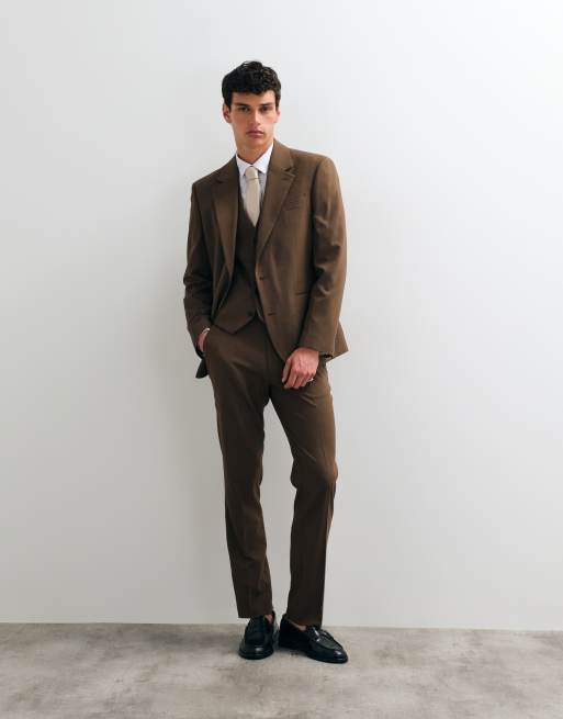 ASOS DESIGN - americana de traje slim en marrón medio, 5 de 5