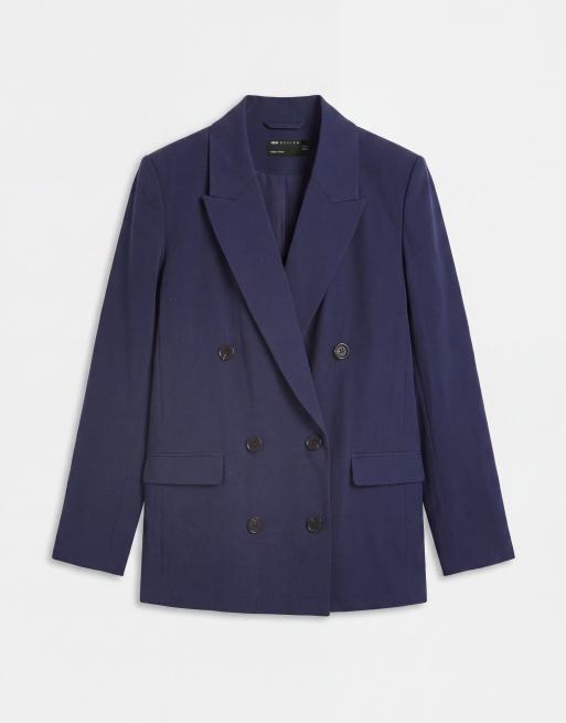 ASOS DESIGN - americana de traje suave entallada de doble botonadura en azul marino, 5 de 8
